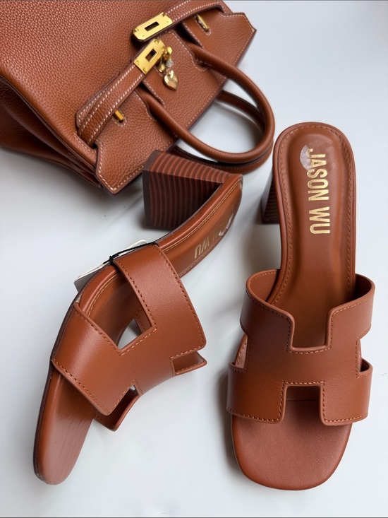 Jason Wu Shoes - Jason Wu Tan Brown Leather Slide Mules